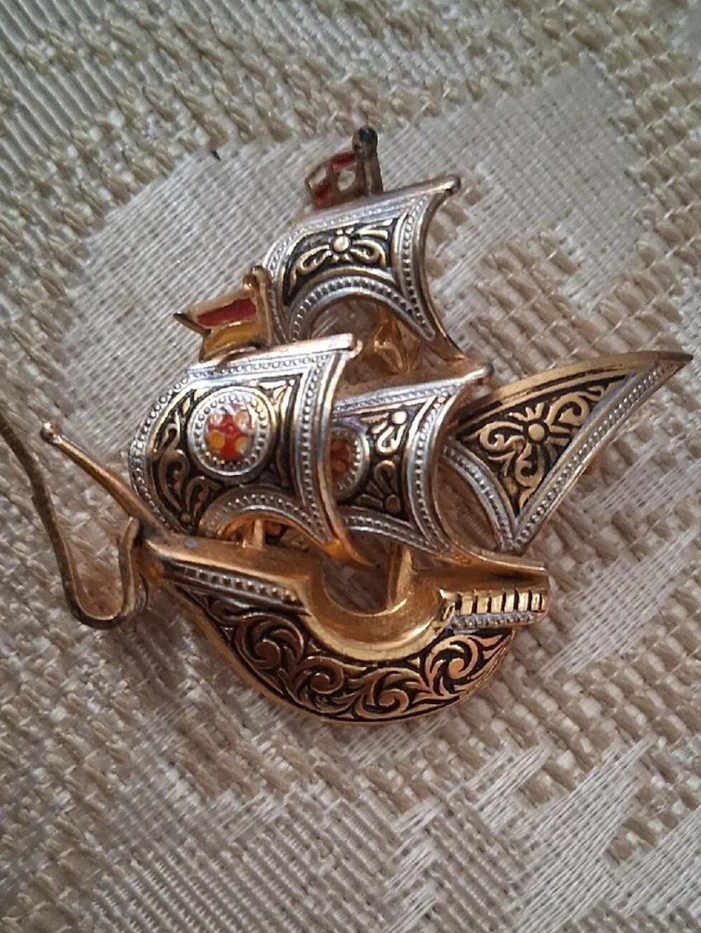 Vintage Sailing Ship Brooch